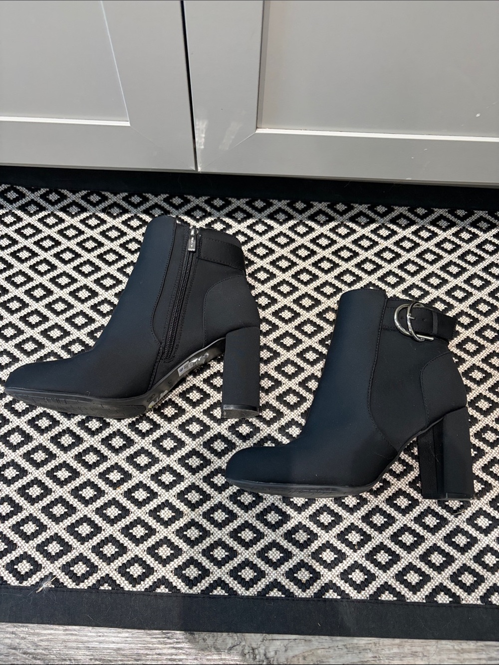 Unisa Black Block Heel Ankle Boots with Buckle size 9W